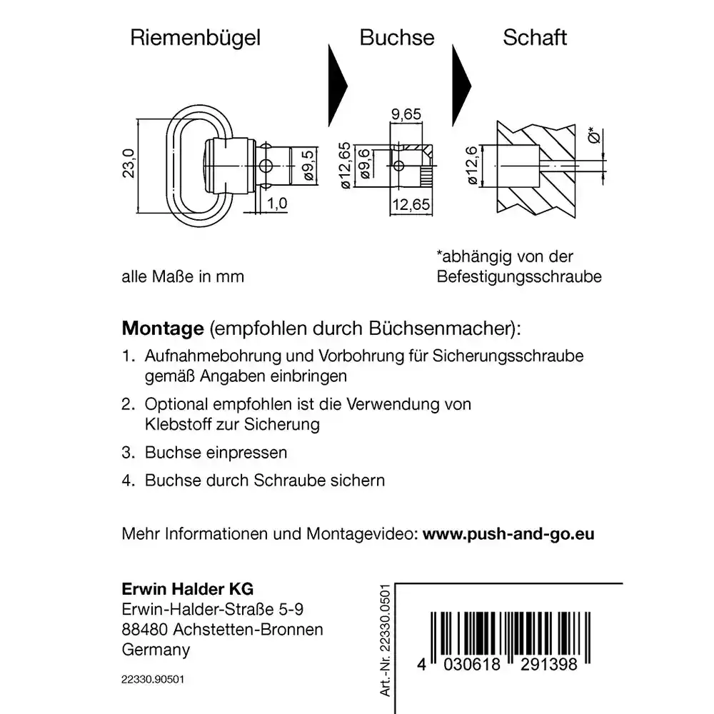 PUSH & GO Riemenbügel mit Buchse Riemenbügel mit Buchse 