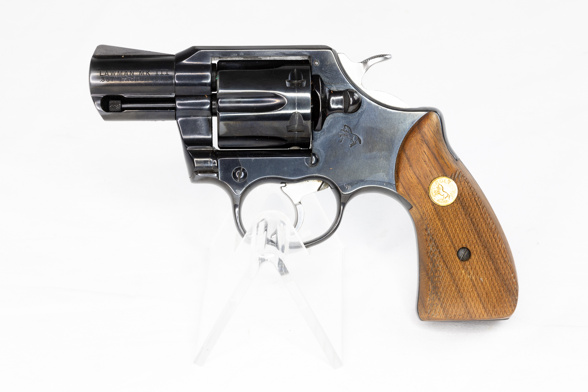 RARITÄT - gebr. COLT Revolver Mod. Lawman MKIII mit Holzgriff und Lederholster